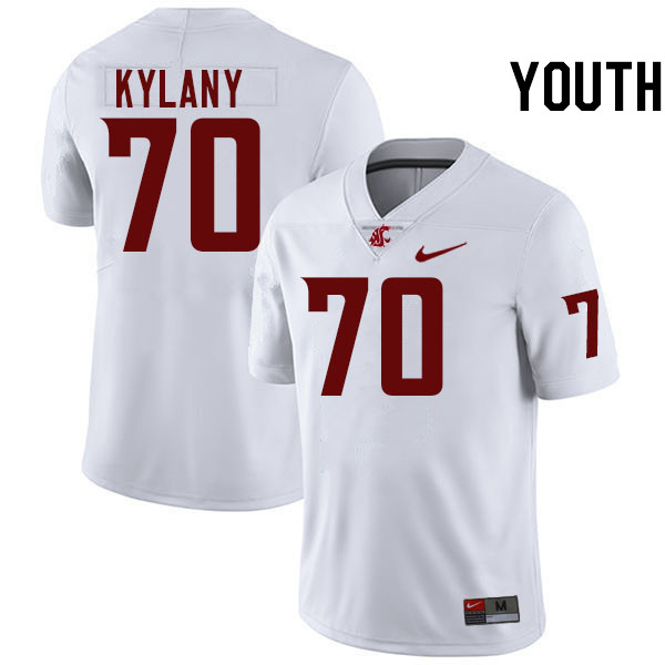 Youth #70 Devin Kylany Washington State Cougars College Football Jerseys Stitched-White